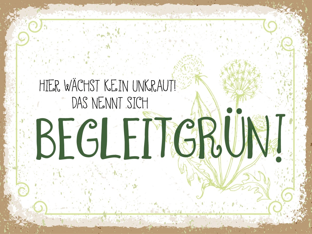 [LA-1813112-H] Holzschild 30x40 cm kein Unkraut das nennt sich Begleitgrün Schild