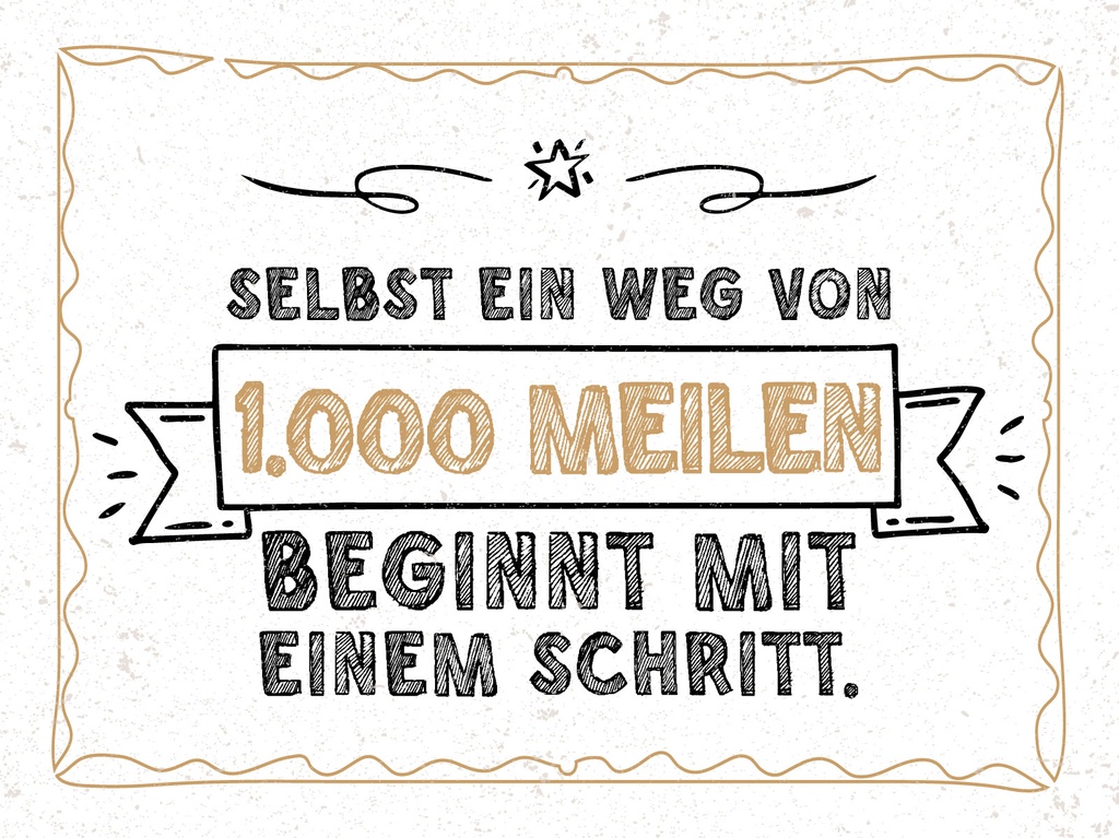 [LA-1813143-H] Holzschild 30x40 cm Blechschild Spruch 30x40cm Selbst Weg von 1.000 Meilen beginnt mit einem Schritt