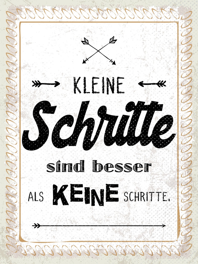 [LA-1813196-H] Holzschild 40x30 cm Kleine Schritte sind besser als keine Deko Schild