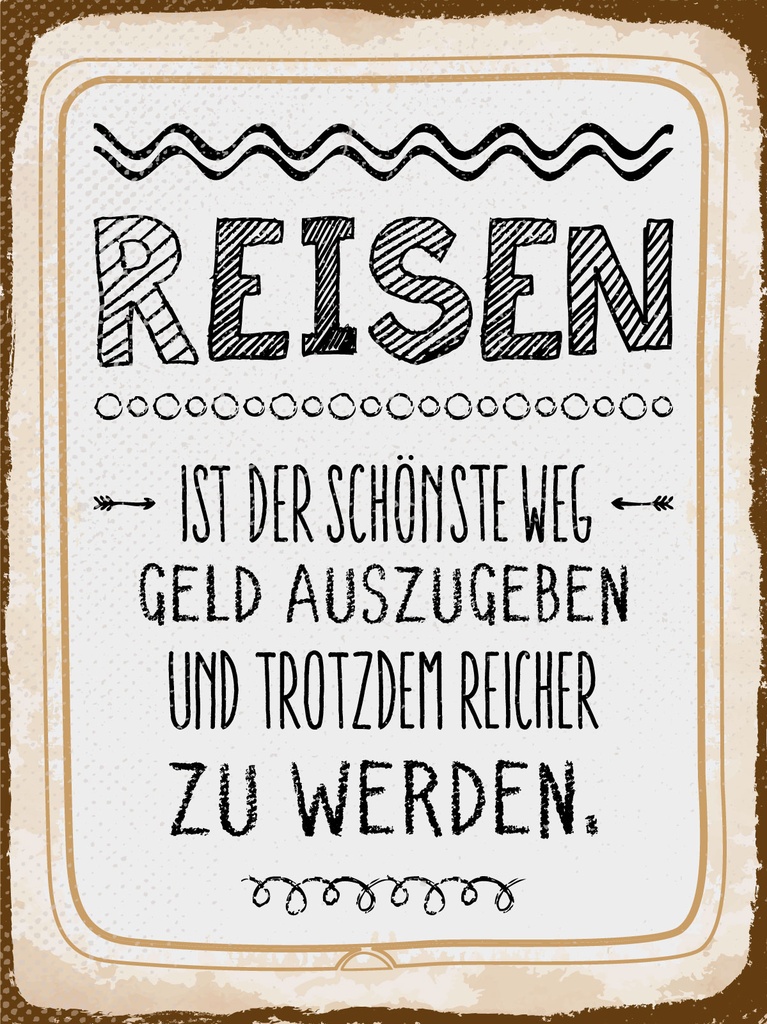 [LA-1813210-H] Holzschild 40x30 cm Reisen ist der Schönste Weg Deko Schild