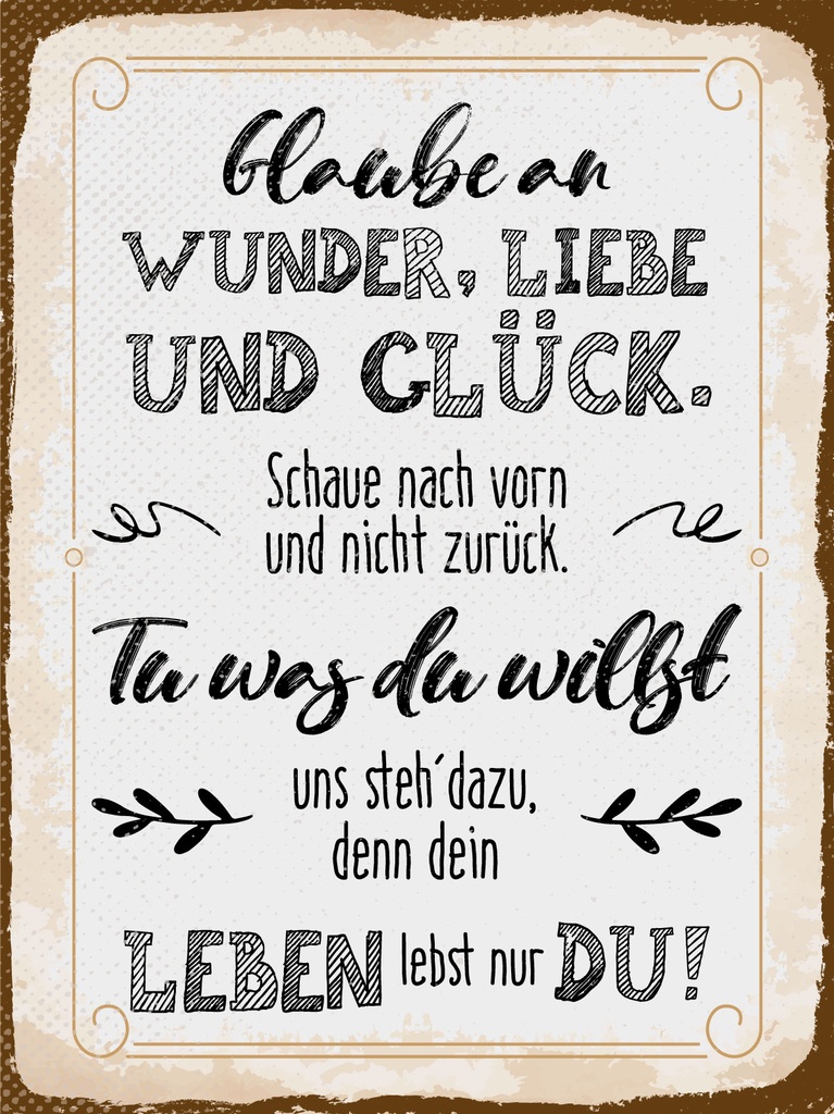 [LA-1813216-H] Holzschild 40x30 cm Glaube an Wunder, Liebe und Glück Deko Schild