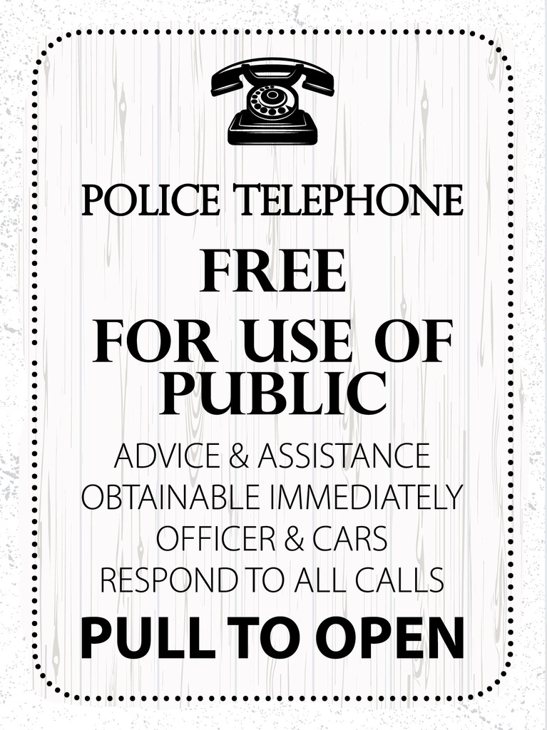 [LA-1813258-H] Holzschild 40x30 cm Police telephone Free for use of public Deko Schild