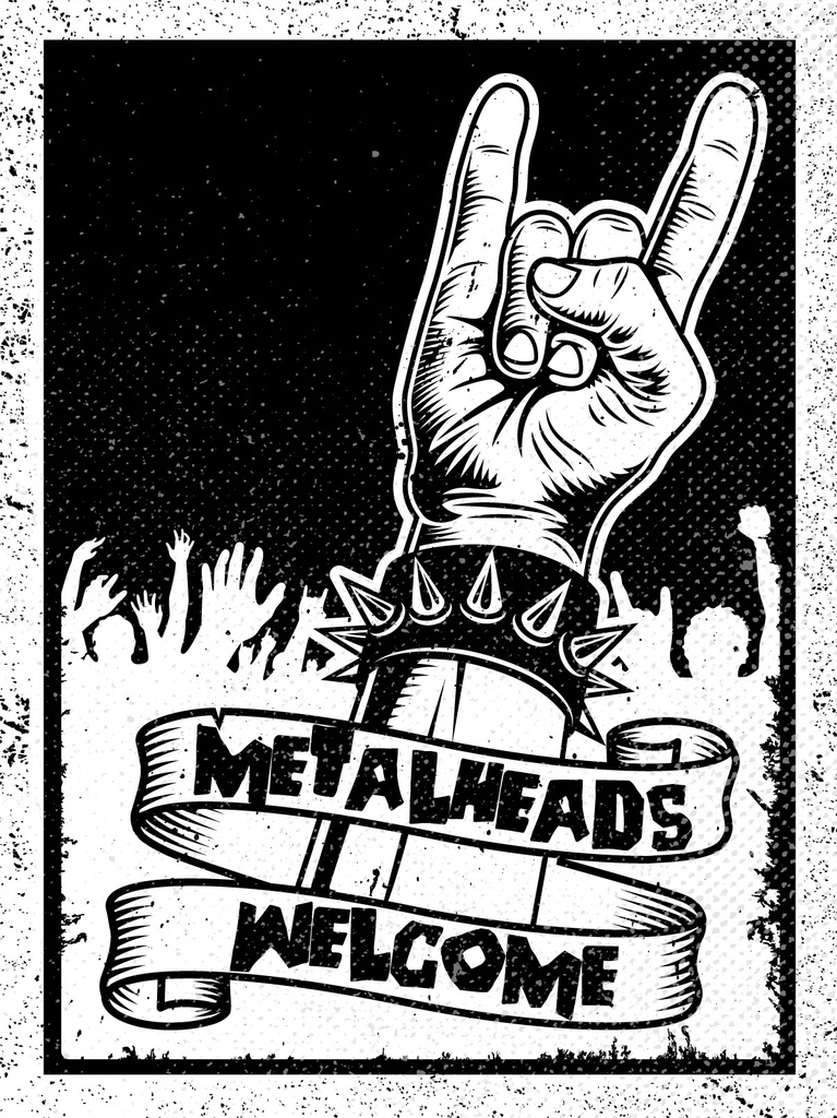 [LA-1813276-H] Holzschild 40x30 cm Metalheads welcome Stachelarmband Deko Schild