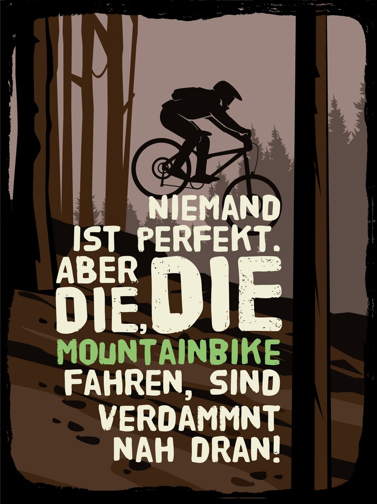 [LA-1813288-H] Holzschild 40x30 cm Niemand Perfekt aber die die Mountainbike Schild