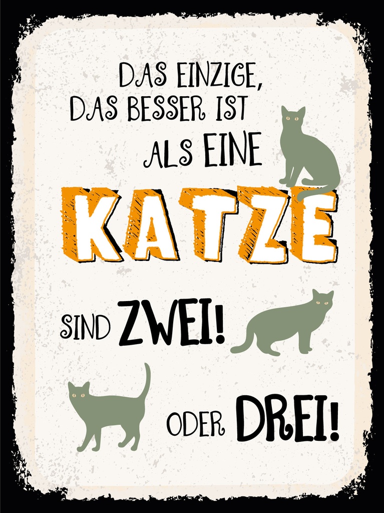 [LA-1813330-H] Holzschild 40x30 cm besser als eine Katze sind zwei oder drei Schild