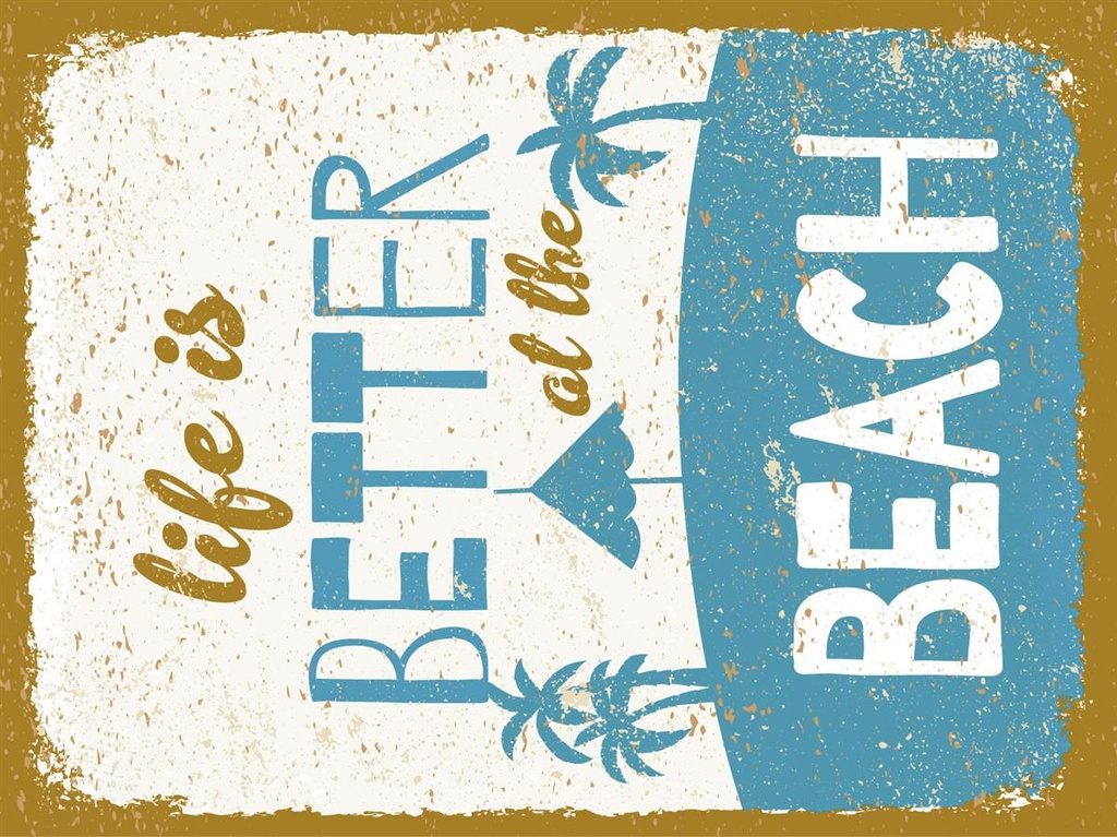 [LA-1813333-H] Holzschild 40x30 cm Life is better at the beach Deko Schild