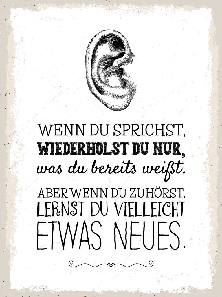 [LA-1813344-H] Holzschild 40x30 cm Wenn du zuhörst lernst du vielleicht neues Schild