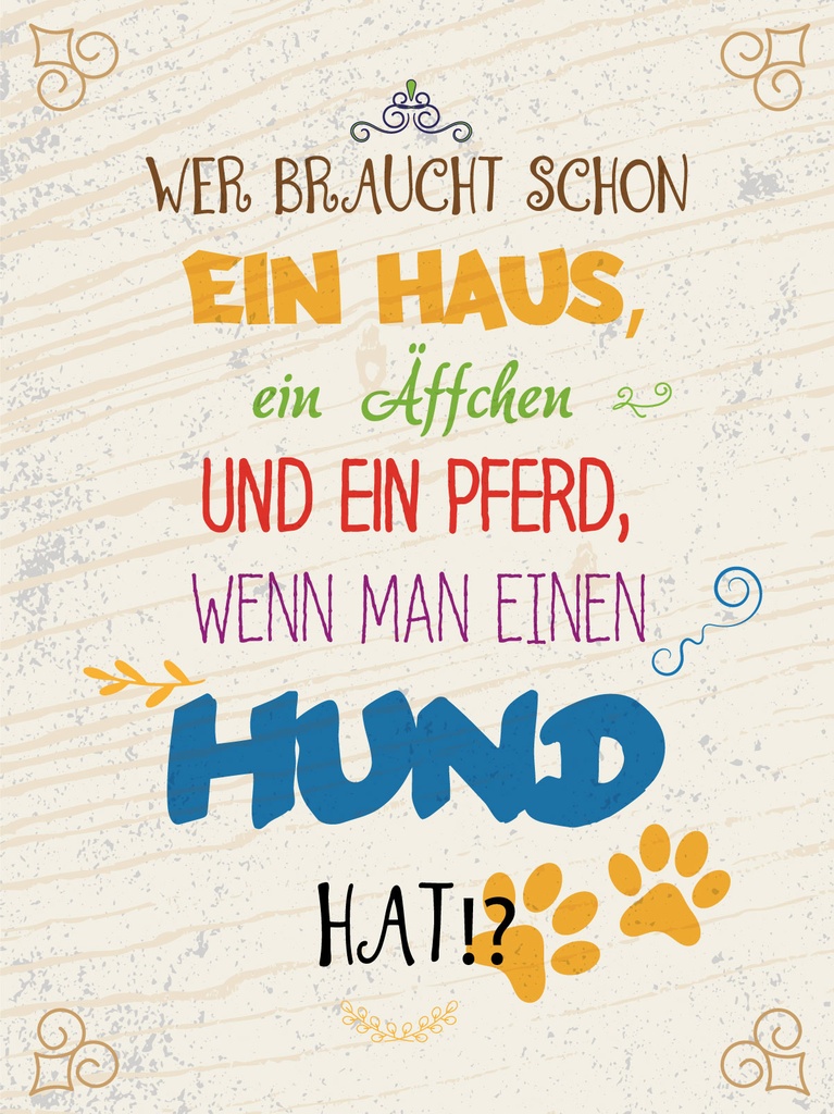 [LA-1813352-H] Holzschild 40x30 cm Wer braucht schon ein Haus ein Äffchen und ein Pferd