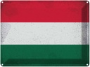Blechschild 30x40 cm Ungarn Hungary Flagge Fahne Wappen