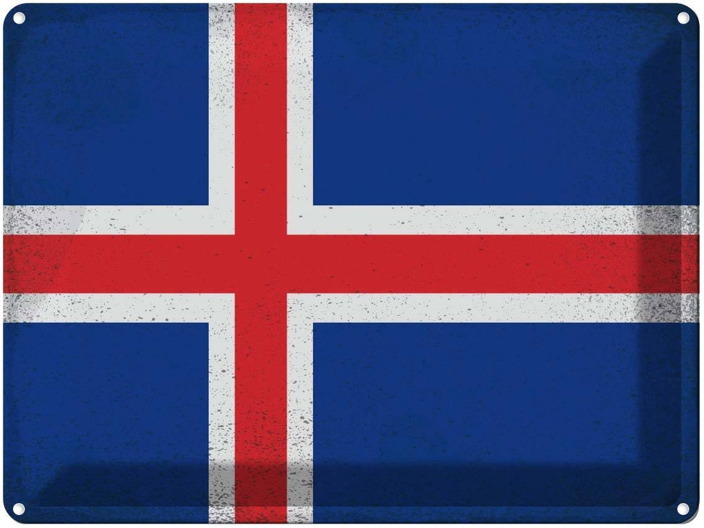 [LA-120158] Blechschild 30x40 cm Island Iceland Flagge Fahne Wappen