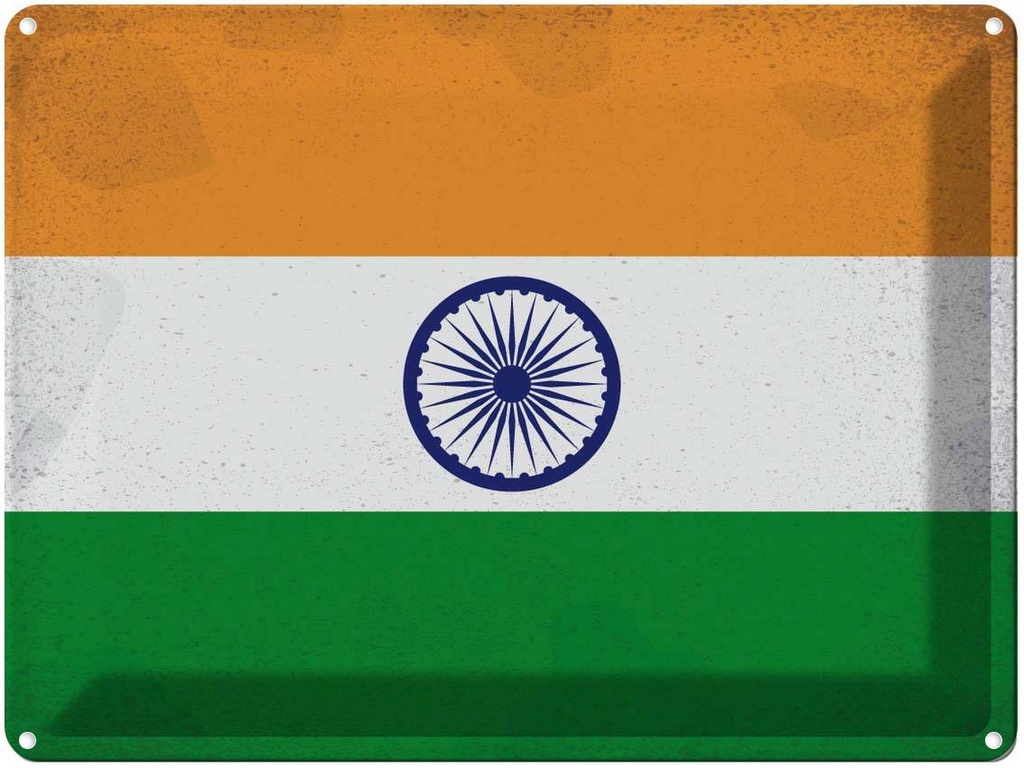 [LA-120159] Blechschild 30x40 cm Indien India Flagge Fahne Wappen