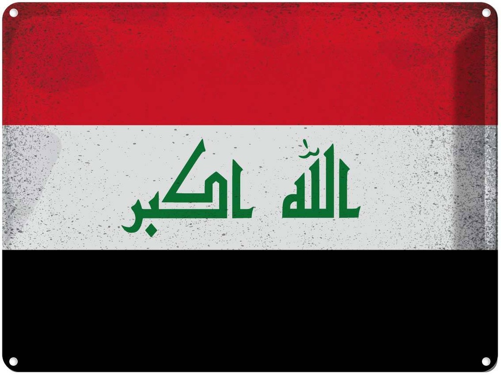 [LA-120161] Blechschild 30x40 cm Irak Iraq Flagge Fahne Wappen