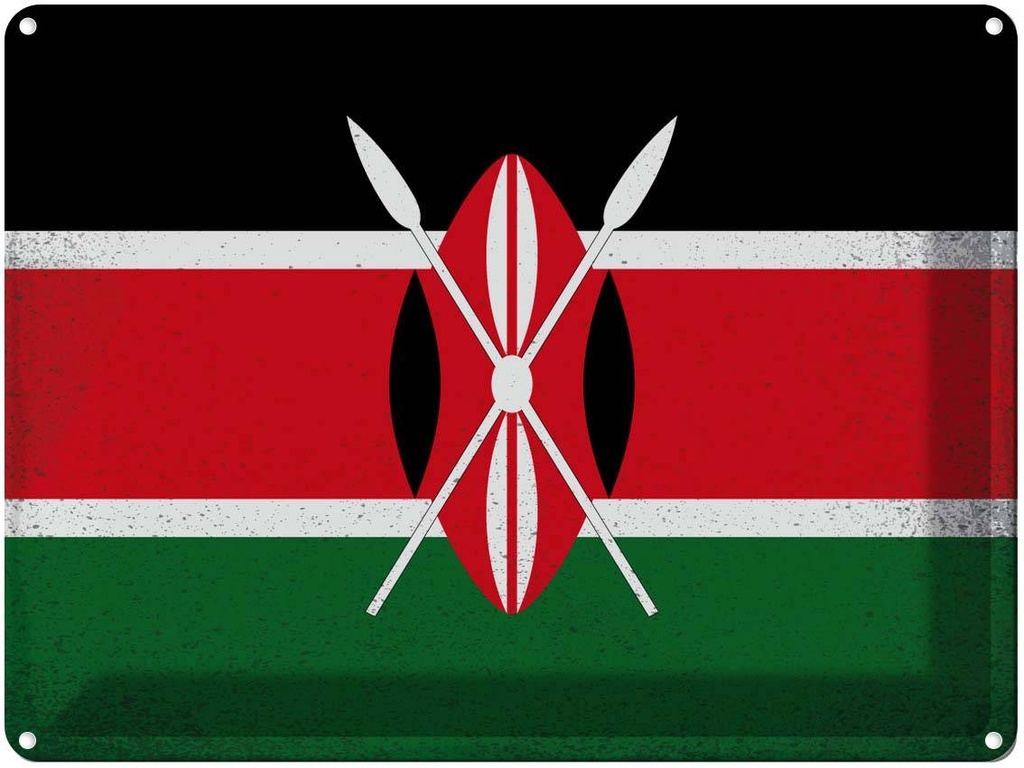 [LA-120171] Blechschild 30x40 cm Kenia Kenya Flagge Fahne Wappen