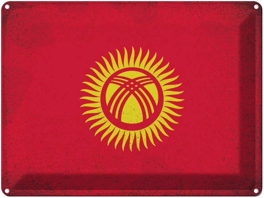 [LA-120175] Blechschild 30x40 cm Kirgisistan Kyrgyzstan Flagge Fahne Wappen