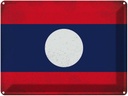 Blechschild 30x40 cm Laos Flagge Fahne Wappen