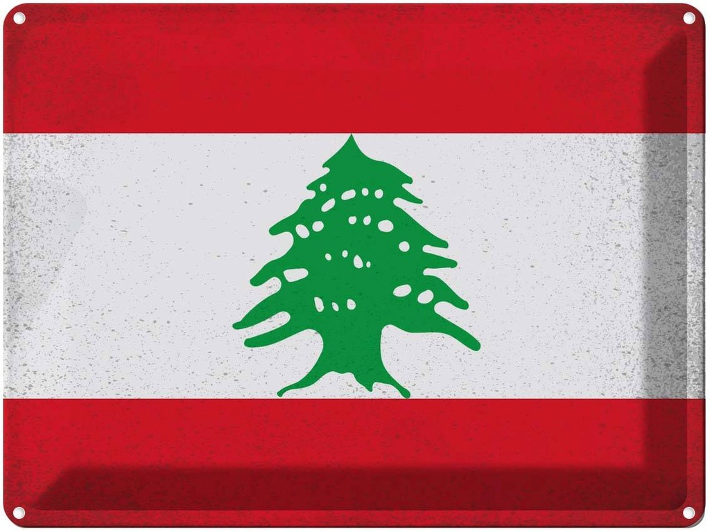 [LA-120178] Blechschild 30x40 cm Libanon Lebanon Flagge Fahne Wappen