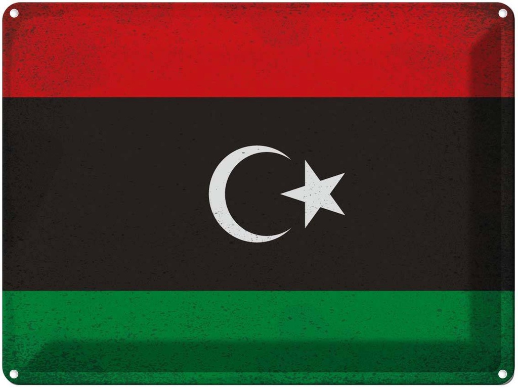 [LA-120181] Blechschild 30x40 cm Libyen Libya Flagge Fahne Wappen