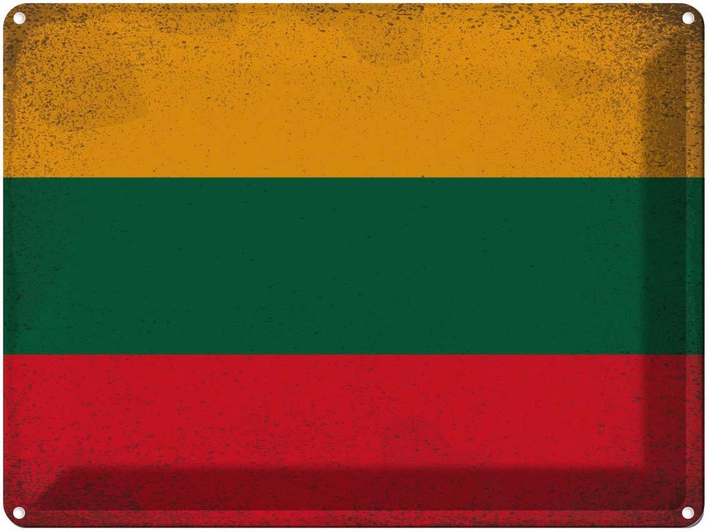 [LA-120183] Blechschild 30x40 cm Litauen Lithuania Flagge Fahne Wappen