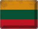 Blechschild 30x40 cm Litauen Lithuania Flagge Fahne Wappen