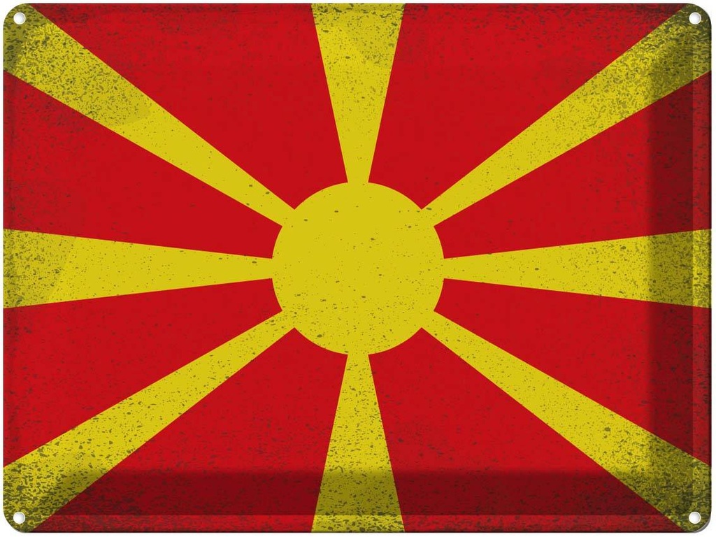 [LA-120186] Blechschild 30x40 cm Mazedonien Macedonia Europa Flagge Fahne Wappen