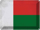 Blechschild 30x40 cm Madagaskar Madagascar Flagge Fahne Wappen