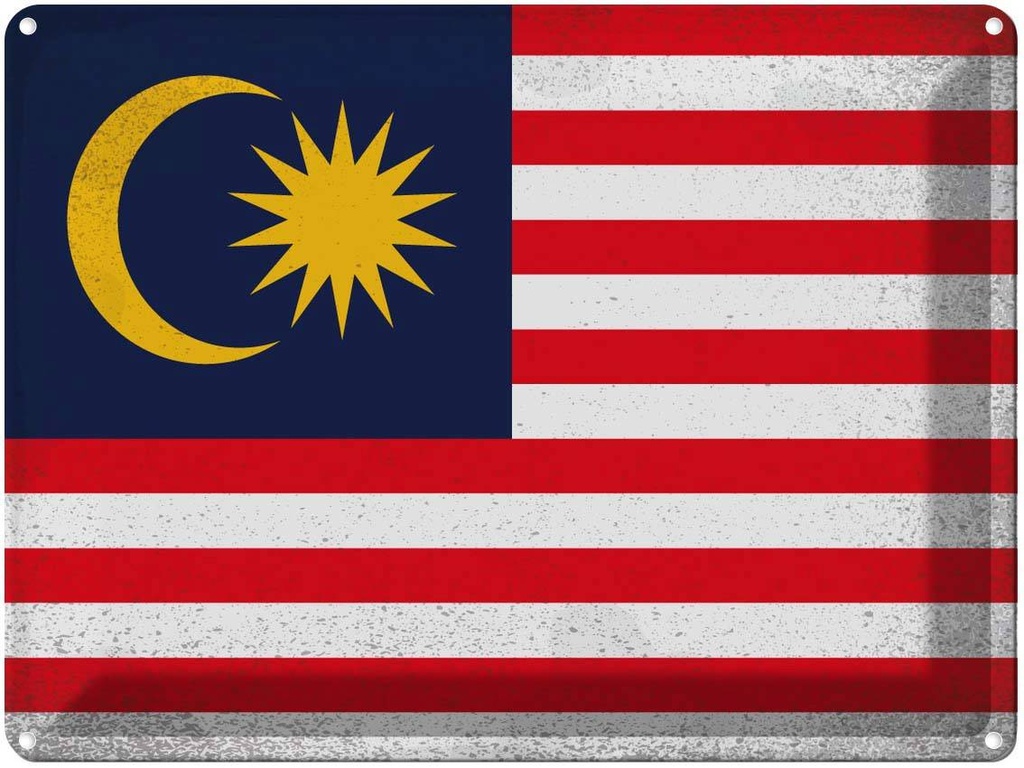 [LA-120188] Blechschild 30x40 cm Malaysia Flagge Fahne Wappen