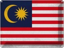 Blechschild 30x40 cm Malaysia Flagge Fahne Wappen