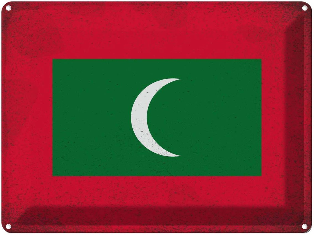 [LA-120190] Blechschild 30x40 cm Malediven Maldives Flagge Fahne Wappen
