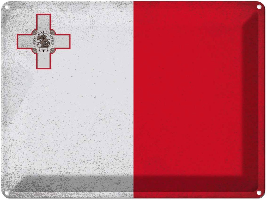 [LA-120192] Blechschild 30x40 cm Malta Flagge Fahne Wappen
