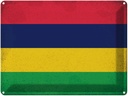Blechschild 30x40 cm Mauritius Flagge Fahne Wappen