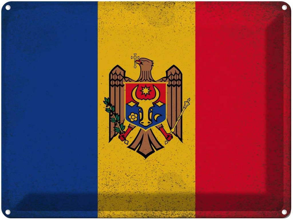 [LA-120198] Blechschild 30x40 cm Moldau Moldova Flagge Fahne Wappen