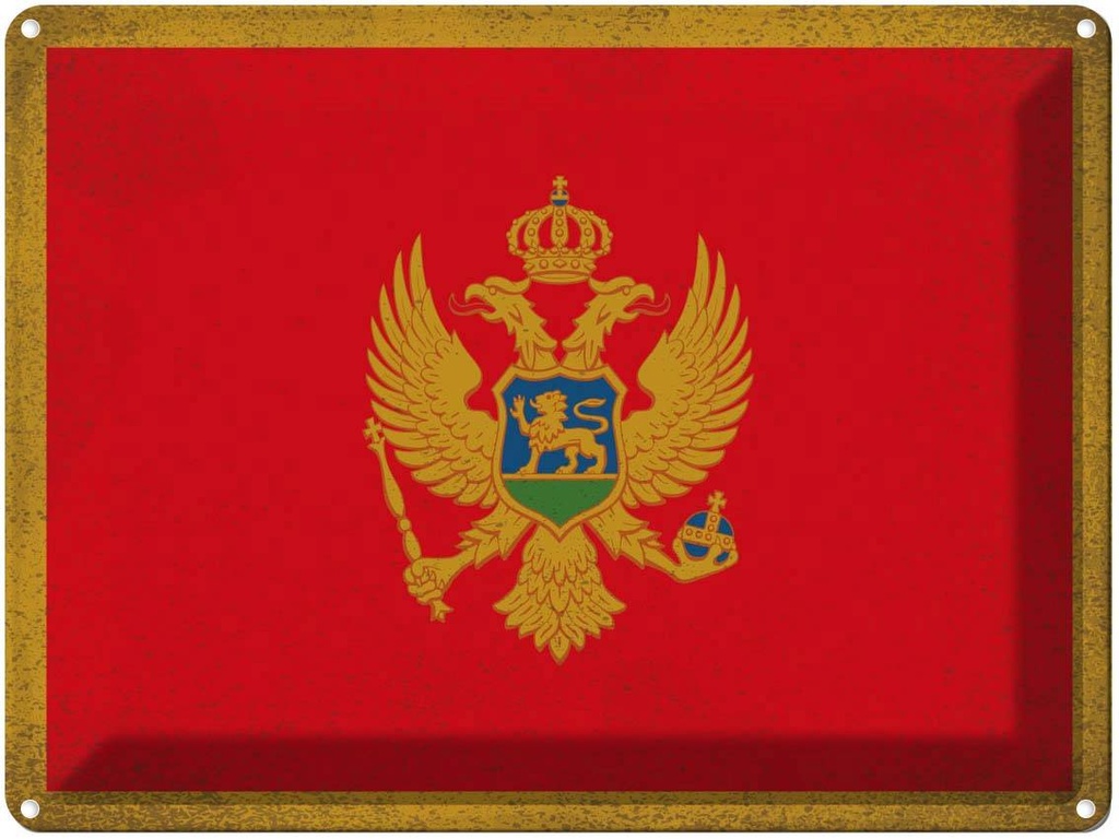[LA-120201] Blechschild 30x40 cm Montenegro Flagge Fahne Wappen