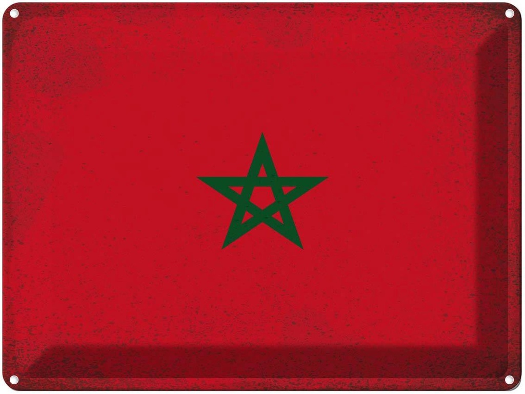 [LA-120202] Blechschild 30x40 cm Marokko Morocco Flagge Fahne Wappen