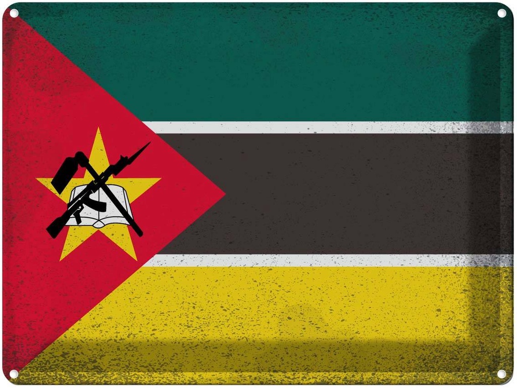 [LA-120203] Blechschild 30x40 cm Mosambik Mozambique Flagge Fahne Wappen
