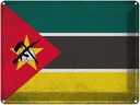 Blechschild 30x40 cm Mosambik Mozambique Flagge Fahne Wappen