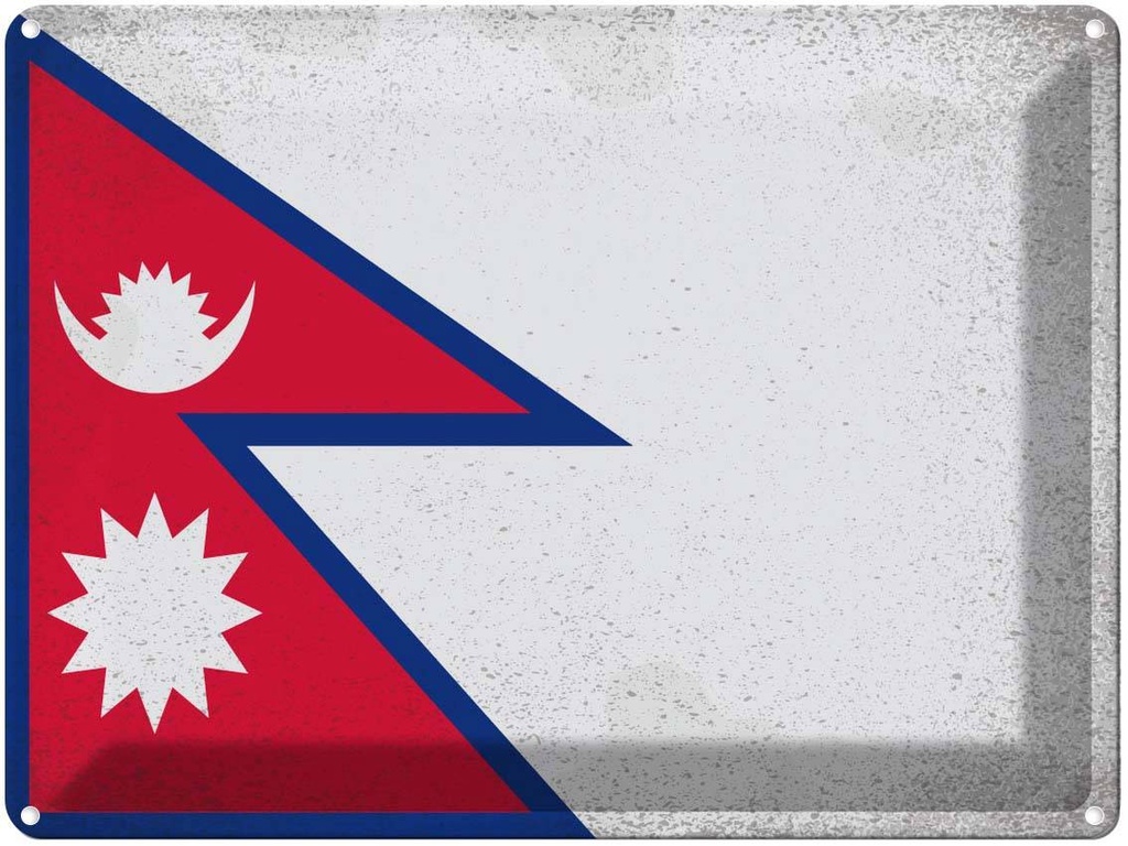 [LA-120207] Blechschild 30x40 cm Nepal Flagge Fahne Wappen