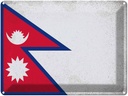 Blechschild 30x40 cm Nepal Flagge Fahne Wappen