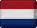 Blechschild 30x40 cm Niederlande Netherlands Flagge Fahne Wappen
