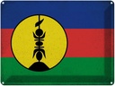 Blechschild 30x40 cm Neukaledonien Flagge Fahne Wappen