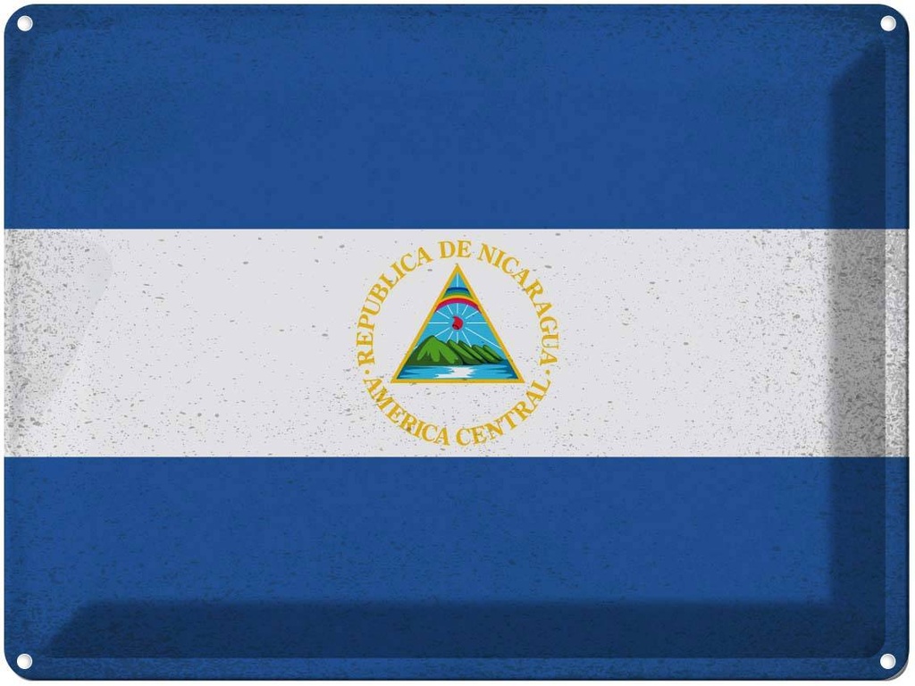 [LA-120211] Blechschild 30x40 cm Nicaragua Flagge Fahne Wappen