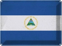 Blechschild 30x40 cm Nicaragua Flagge Fahne Wappen
