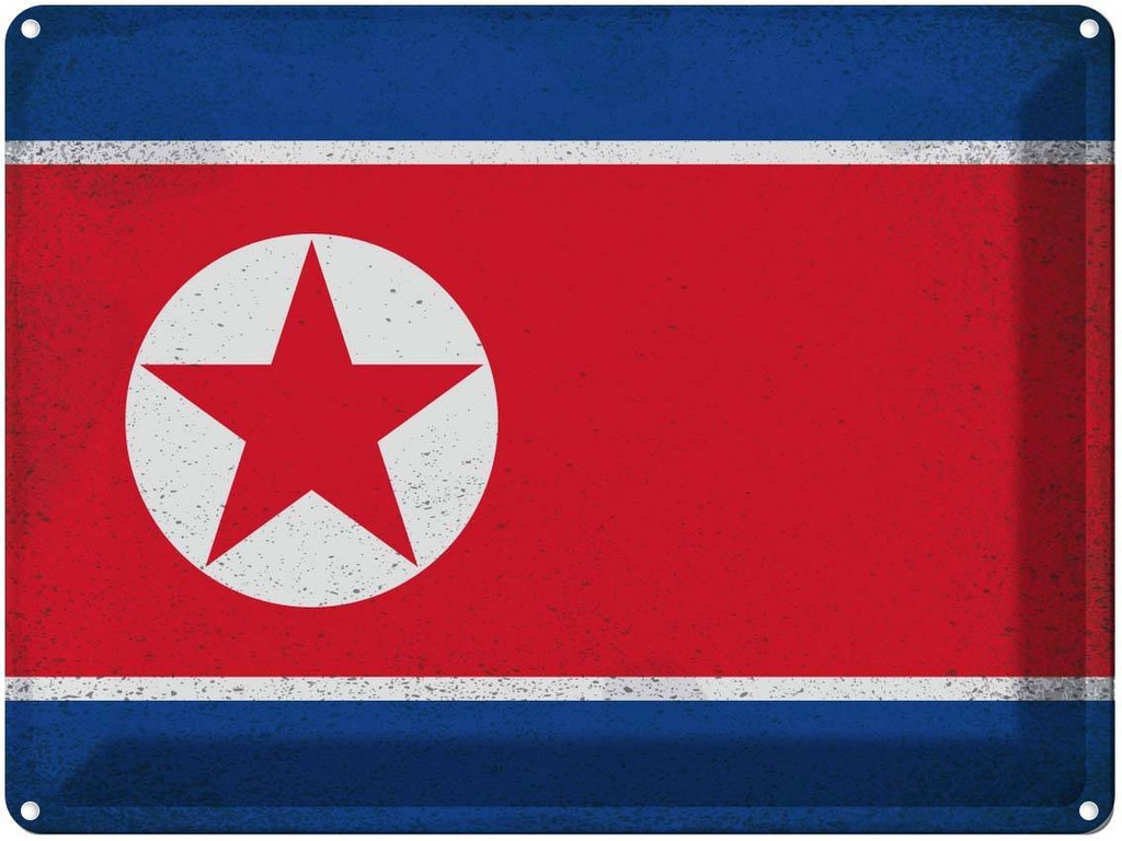 [LA-120218] Blechschild 30x40 cm Nordkorea North Korea Flagge Fahne Wappen