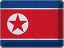 Blechschild 30x40 cm Nordkorea North Korea Flagge Fahne Wappen