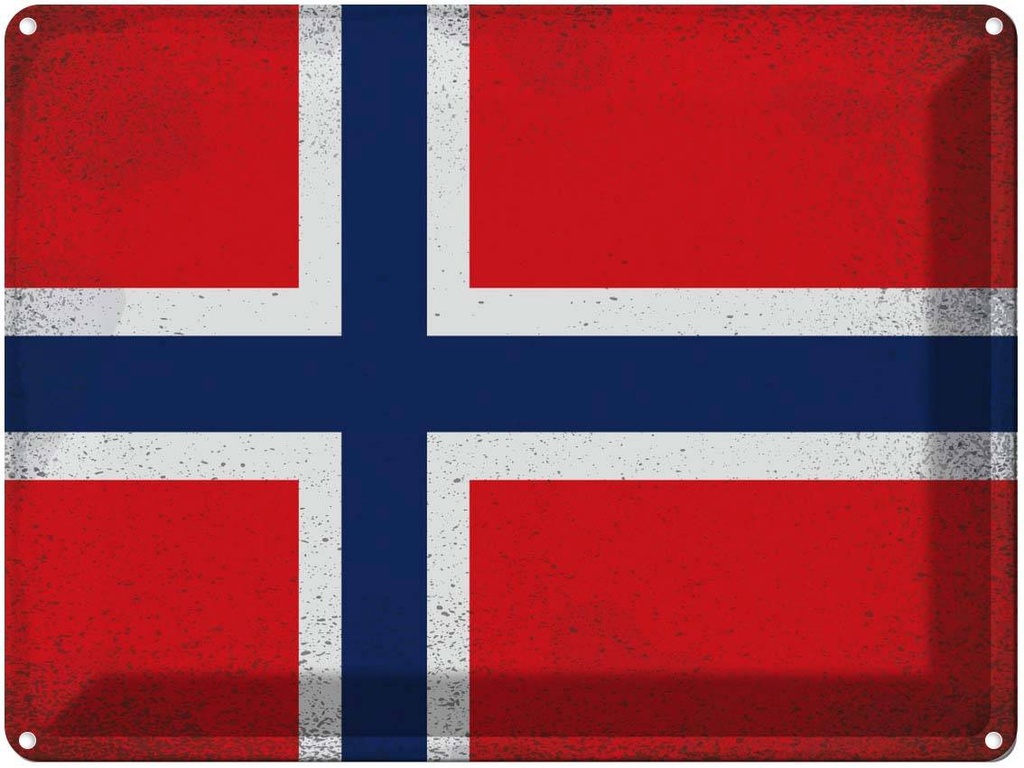 [LA-120219] Blechschild 30x40 cm Norwegen Norway Flagge Fahne Wappen