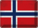 Blechschild 30x40 cm Norwegen Norway Flagge Fahne Wappen
