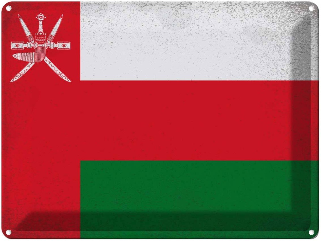 [LA-120220] Blechschild 30x40 cm Oman Flagge Fahne Wappen
