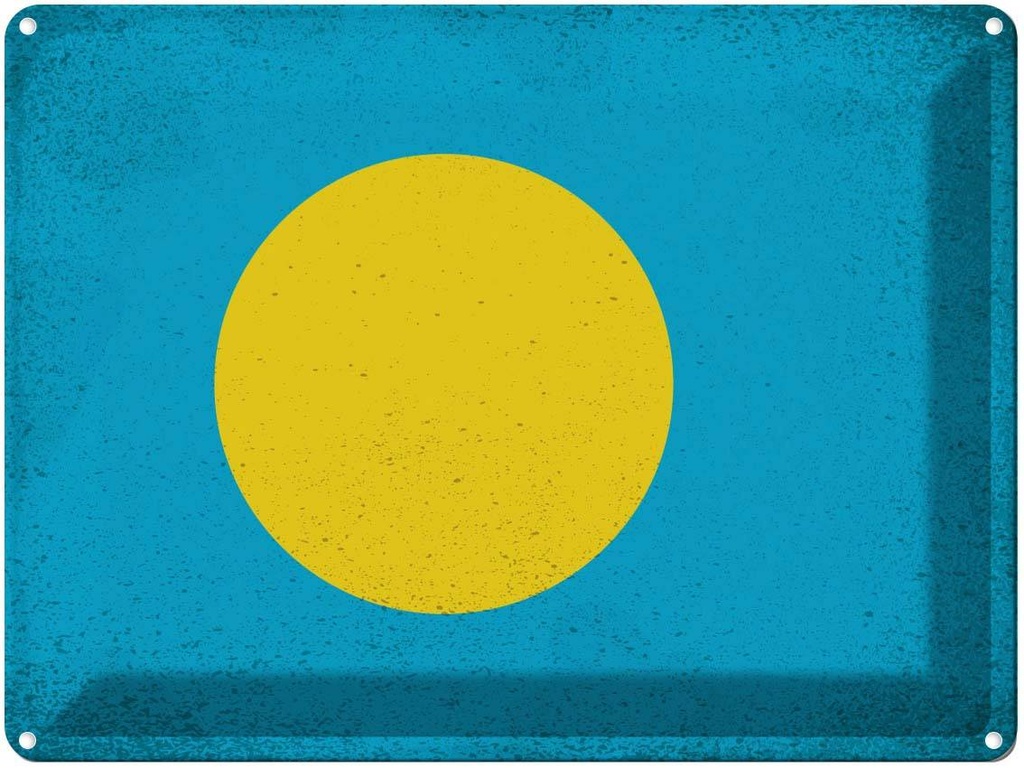 [LA-120222] Blechschild 30x40 cm Palau Flagge Fahne Wappen
