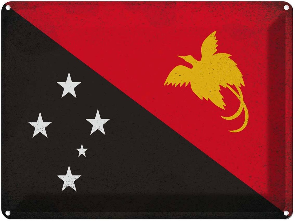 [LA-120224] Blechschild 30x40 cm Papua?Neuguinea Guinea Flagge Fahne Wappen