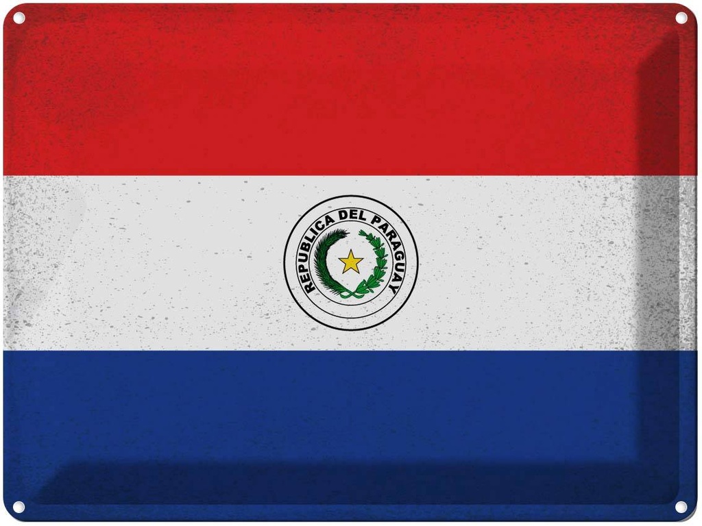 [LA-120225] Blechschild 30x40 cm Paraguay Flagge Fahne Wappen