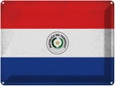 Blechschild 30x40 cm Paraguay Flagge Fahne Wappen